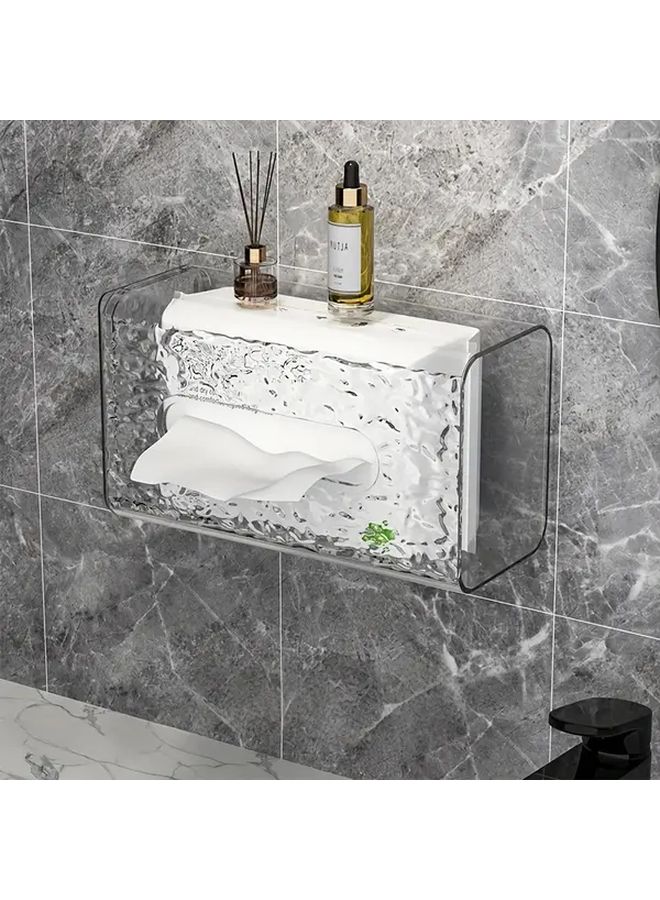 حامل علبة المناديل المعلق الحديث الشفاف مع غطاء موفر للمساحة لمنظم الحمام - Image 5